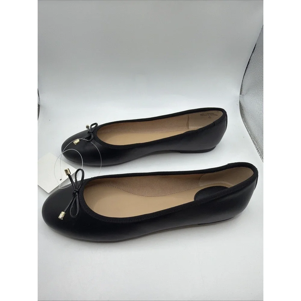 Ted Baker Classic Genuine Leather Black Ballet Shoes Size 7.5 New